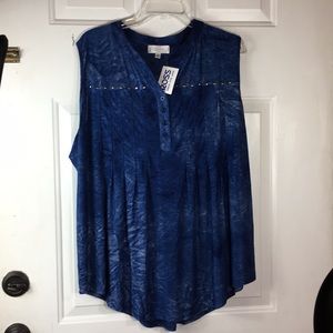 NWT Shannon Ford  New York sleeveless blue top 2X